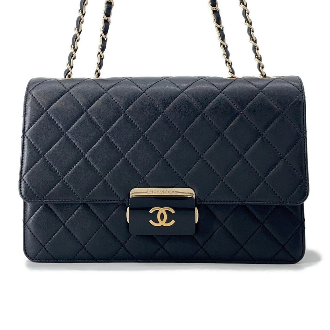 CHANEL Chain Shoulder Bag, Coco Mark, Beauty Lock, Matelasse Leather, A93223, Black (1 of 15)