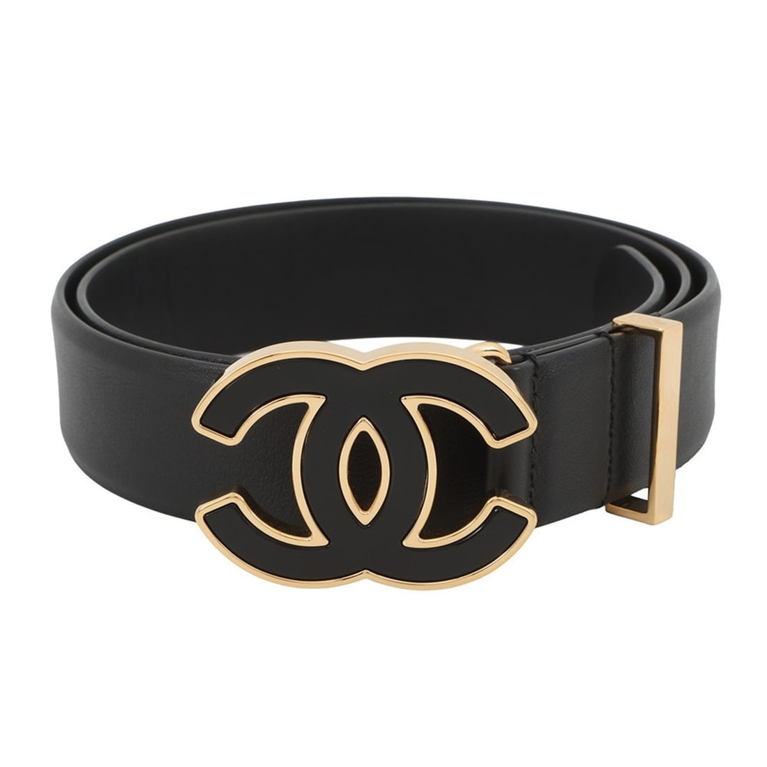 Chanel Belt Coco Mark Patent Leather Size 75 B24 B CHANEL Black (1 of 14)