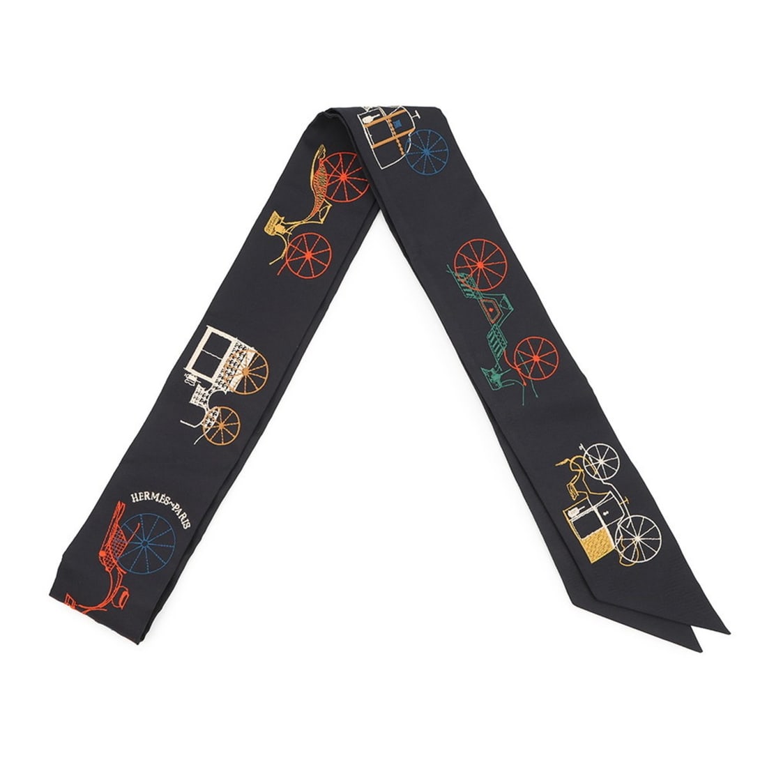 Hermes Hermès A Toute Berline Silk Twilly Scarf/Muffler, 2025: --- Catalog ---Category: SizeSize (LxW): 6.5cm x 1.6m / 2.55'' x 62.99''Category: DesignType: ScarfColor: Blue, Multi-colorGender: Women,MenMaterial: Silk 100%Category: GeneralBrand: HermesCountry of