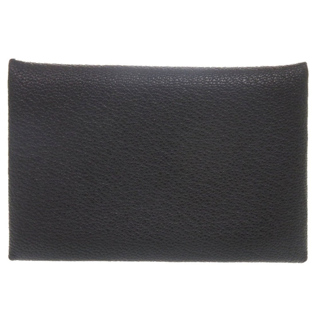 Hermes Excellent condition Hermès Calvi Chevre black card case with silver hardware and a double (1 of 9)