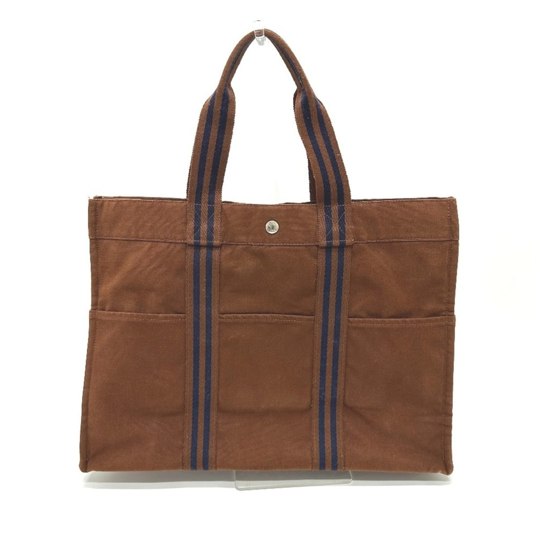 HERMES Foul Tote GM Shoulder Bag, Canvas, Women's, Brown (1 of 12)