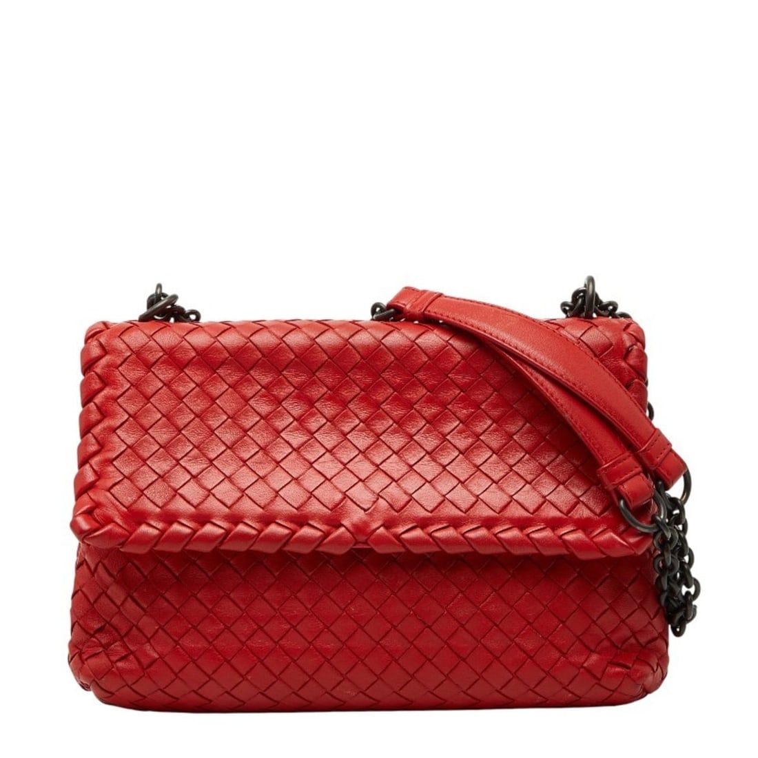 Bottega Veneta Intrecciato Chain Shoulder Bag in Red Leather for Women: --- Catalog ---Category: SizeSize (HxWxD): 17cm x 25cm x 8cm / 6.69'' x 9.84'' x 3.14''Category: DesignType: Shoulder bagColor: Red colorGender: WomenMaterial: Leather Category: GeneralBrand: Bottega
