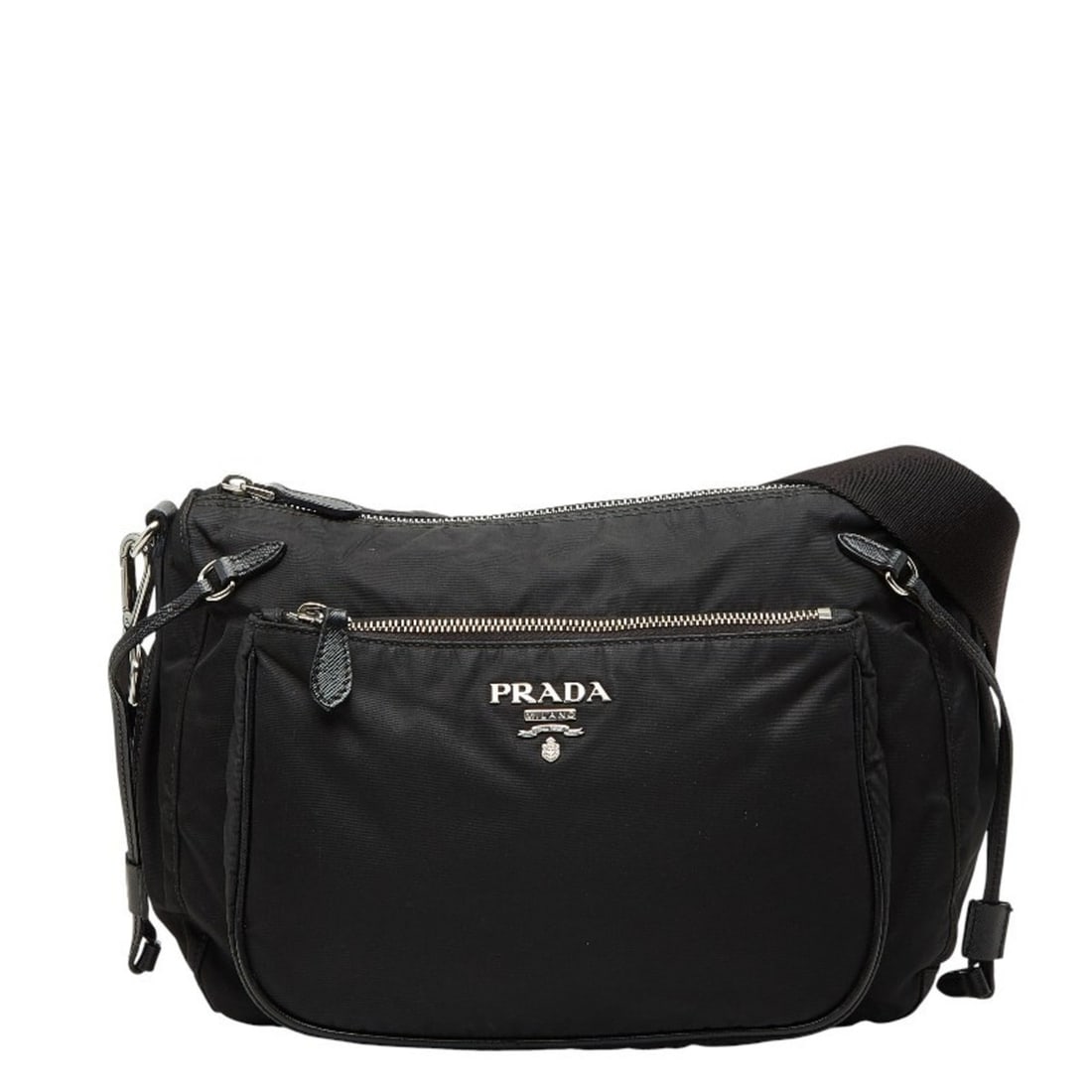 Prada Logo Crossbody Shoulder Bag BT0689 Black Nylon Leather Women's PRADA: --- Catalog ---Category: SizeSize (HxWxD): 21cm x 31cm x 16.5cm / 8.26'' x 12.2'' x 6.49''Category: DesignType: Shoulder bagColor: BlackGender: WomenMaterial: Nylon , Leather Category: GeneralBrand: