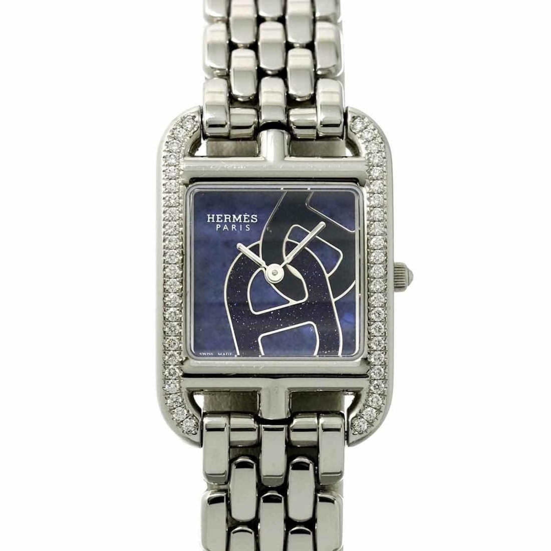 Hermès Cape Cod Chaine d'Ancre CC1 330 Diamond Bezel Women's Navy Quartz Watch: --- Catalog ---Category: SizeWrist Size: 14.5cm / 5.7''Case Diameter: 23mm / 0.91''Category: DesignType: WristwatchGender: WomenColor (Dial): NavyMaterial (Band): Stainless steelMaterial (Case):