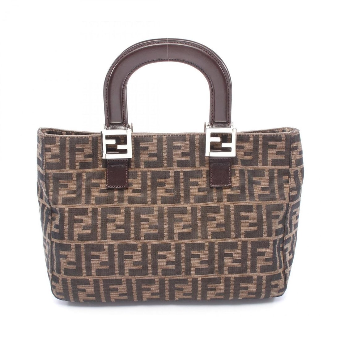 Fendi Zucca handbag, canvas and leather, women's, brown (1 of 7)
