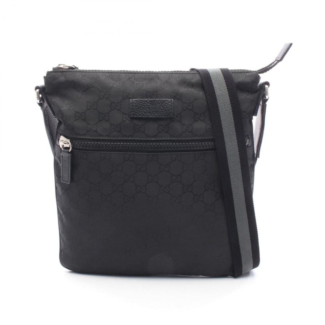 Gucci GG pattern shoulder bag in nylon and leather, black, 509639 (1 of 8)