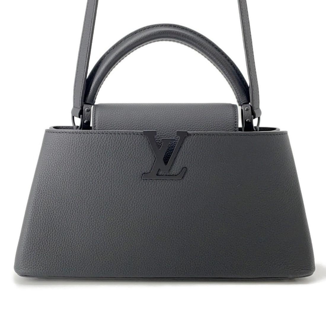 Louis Vuitton Capucines EW MM Taurillon Leather Handbag M23947, 2-Way Shoulder Bag, Black: --- Catalog ---Category: SizeWeight: 890g / 1.96lb.Size (HxWxD): 18cm x 31.5cm x 9cm / 7.08'' x 12.4'' x 3.54''Strap Length: 109.5cm - 119.5cm / 43.11'' - 47.04''Category: DesignType: Handbag, Shoulde