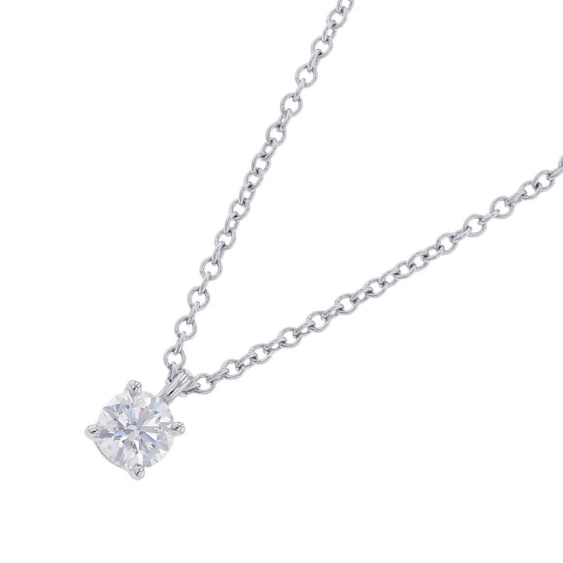 Tiffany & Co. necklace solitaire diamond pendant with one 0.21ct in Pt950 platinum.: --- Catalog ---Category: SizeWeight: 2.4g / 0.08oz.Diameter: 3.7mm / 0.14''Neck Circumference: 41 cm / 16.14''Category: DesignStone: DiamondGender: WomenClarity: VVS1Material: Platinum 950Color Grade: