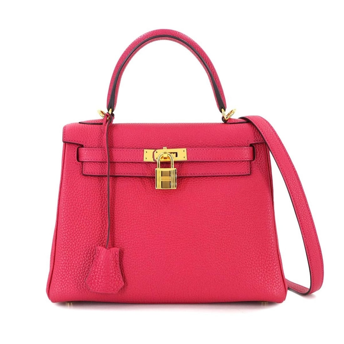Hermes Hermès Kelly 25 Togo Raspberry 2-way handbag/shoulder bag with interior stitching, Z-stamped: --- Catalog ---Category: SizeSize (HxWxD): 19cm x 24cm x 10cm / 7.48'' x 9.44'' x 3.93''Category: DesignType: Handbag, Shoulder bagColor: PinkGender: WomenMaterial: Togo leather Category: GeneralBrand