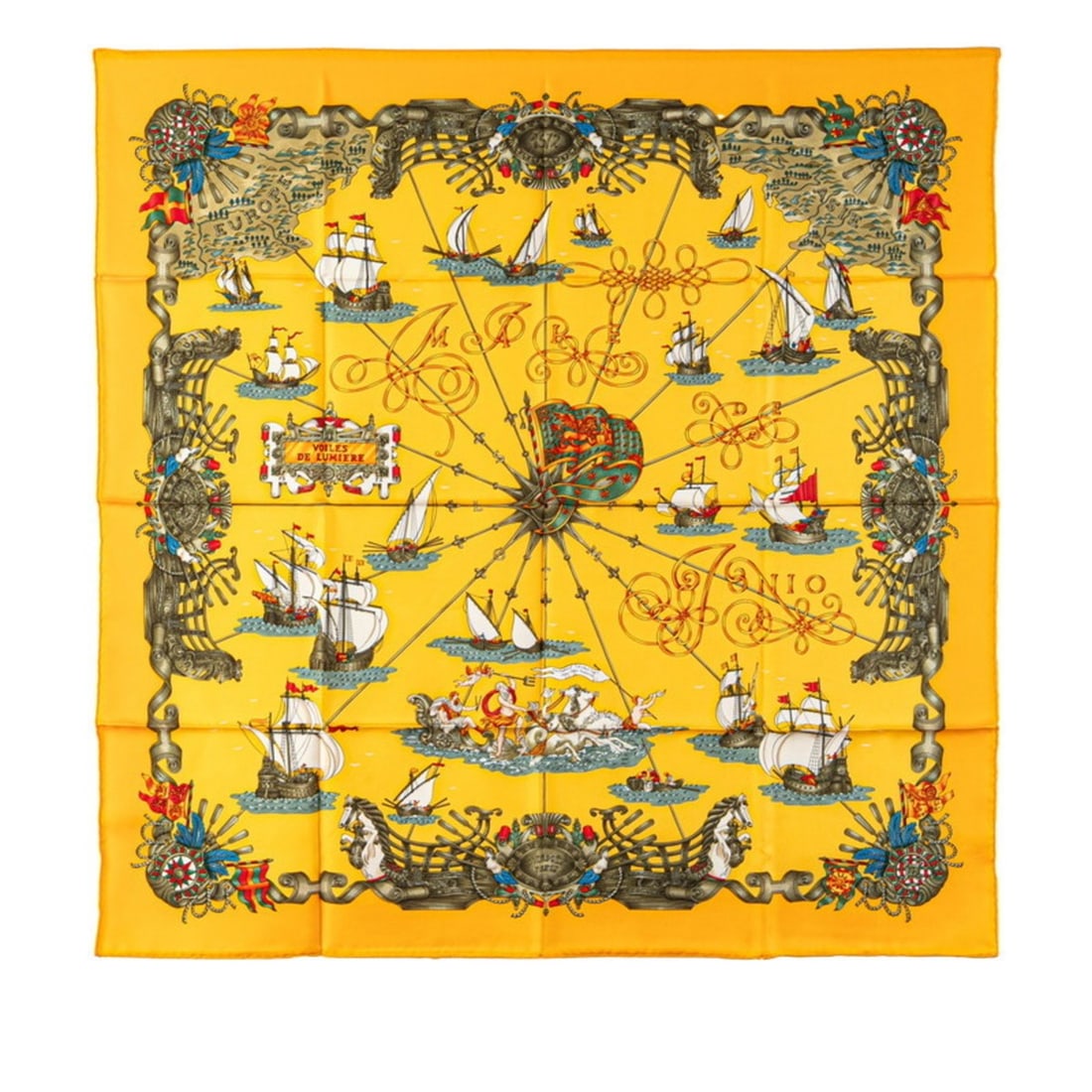 Hermes Hermès Carré 90 "Voiles de Lumière" Scarf, Yellow Multicolor Silk, Women's: --- Catalog ---Category: SizeSize (LxW): 88cm x 88cm / 34.64'' x 34.64''Category: DesignType: ScarfColor: Multi-color, YellowGender: WomenMaterial: Silk Category: GeneralBrand: Hermes--- Item List ---