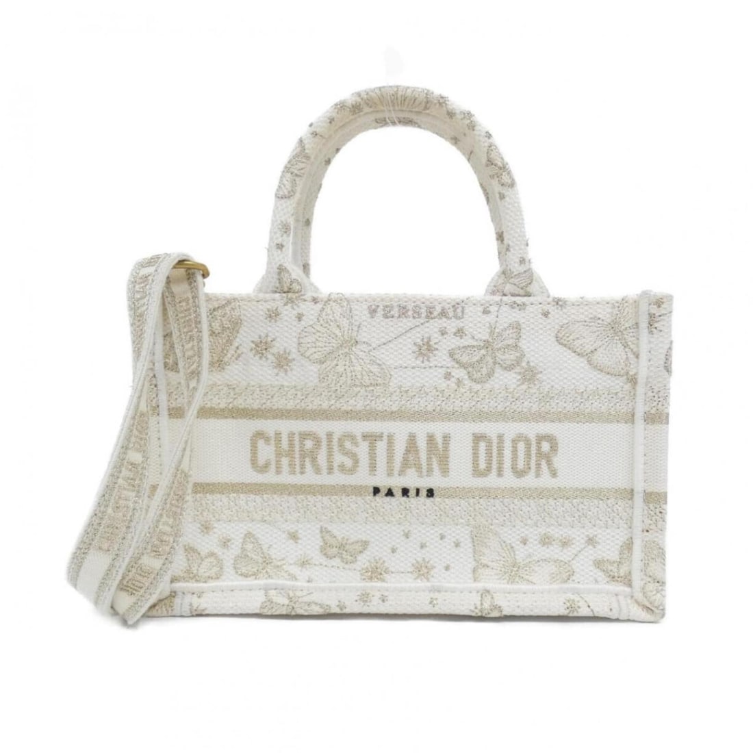 Christian Dior BUTTERFLY ZODIAC Book Tote Mini S5573CESU Handbag: --- Catalog ---Category: SizeSize (HxWxD): 13cm x 21cm x 7cm / 5.11'' x 8.26'' x 2.75''Category: DesignType: HandbagColor: Gold, WhiteGender: WomenMaterial: Canvas Hardware Color: GoldCategory: