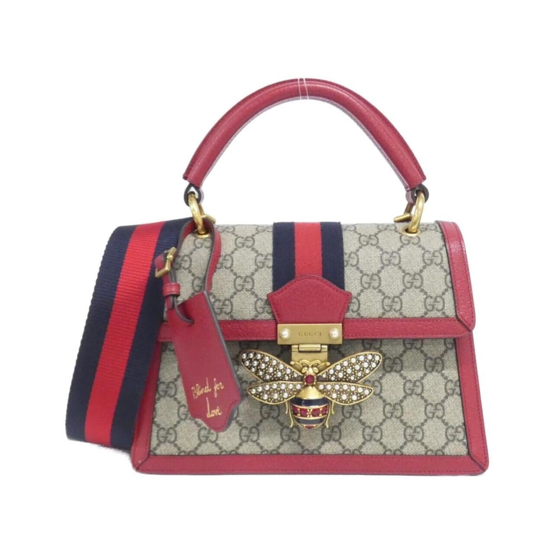 Gucci 476541 handbag: --- Catalog ---Category: SizeSize (HxWxD): 18cm x 26cm x 10cm / 7.08'' x 10.23'' x 3.93''Category: DesignType: HandbagColor: Beige, Red colorGender: Men,WomenMaterial: GG Supreme Hardware Color: