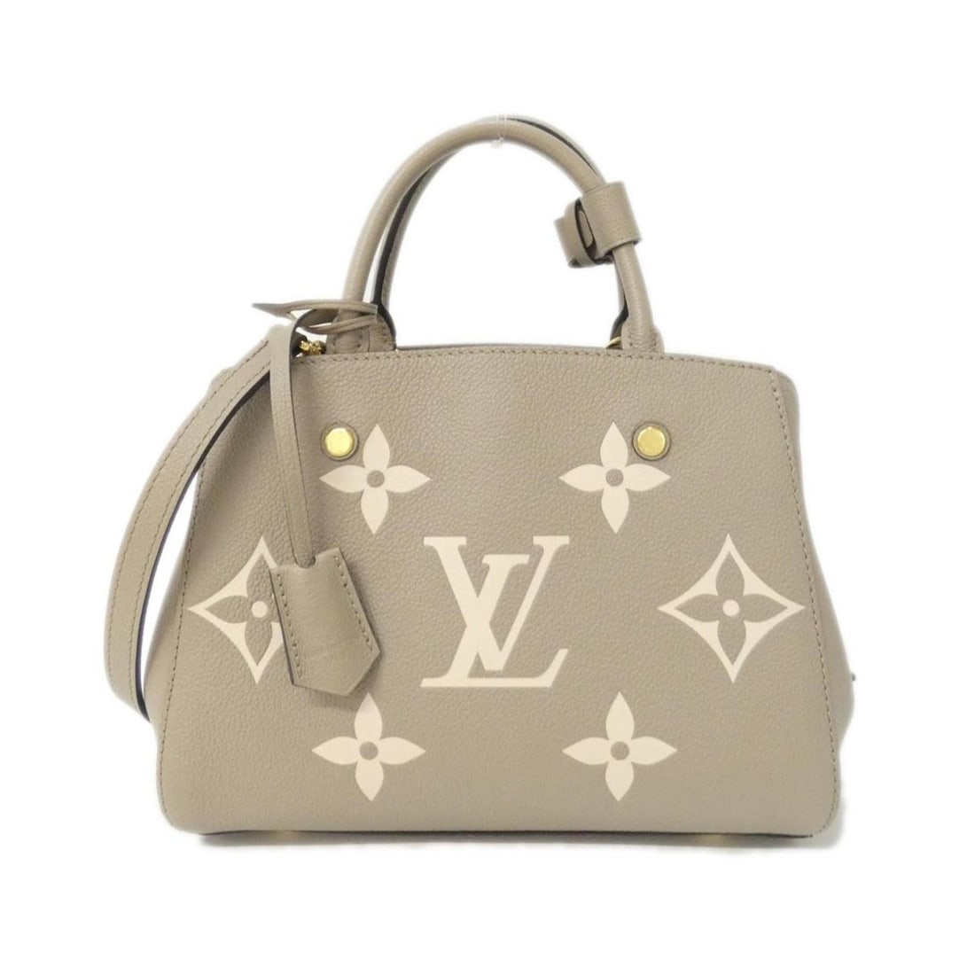 Louis Vuitton Two-Tone Monogram Empreinte Montaigne BB M45489 Handbag: --- Catalog ---Category: SizeSize (HxWxD): 20cm x 29cm x 13cm / 7.87'' x 11.41'' x 5.11''Category: DesignType: HandbagColor: Cream, TourterelleGender: WomenMaterial: Leather Hardware Color: