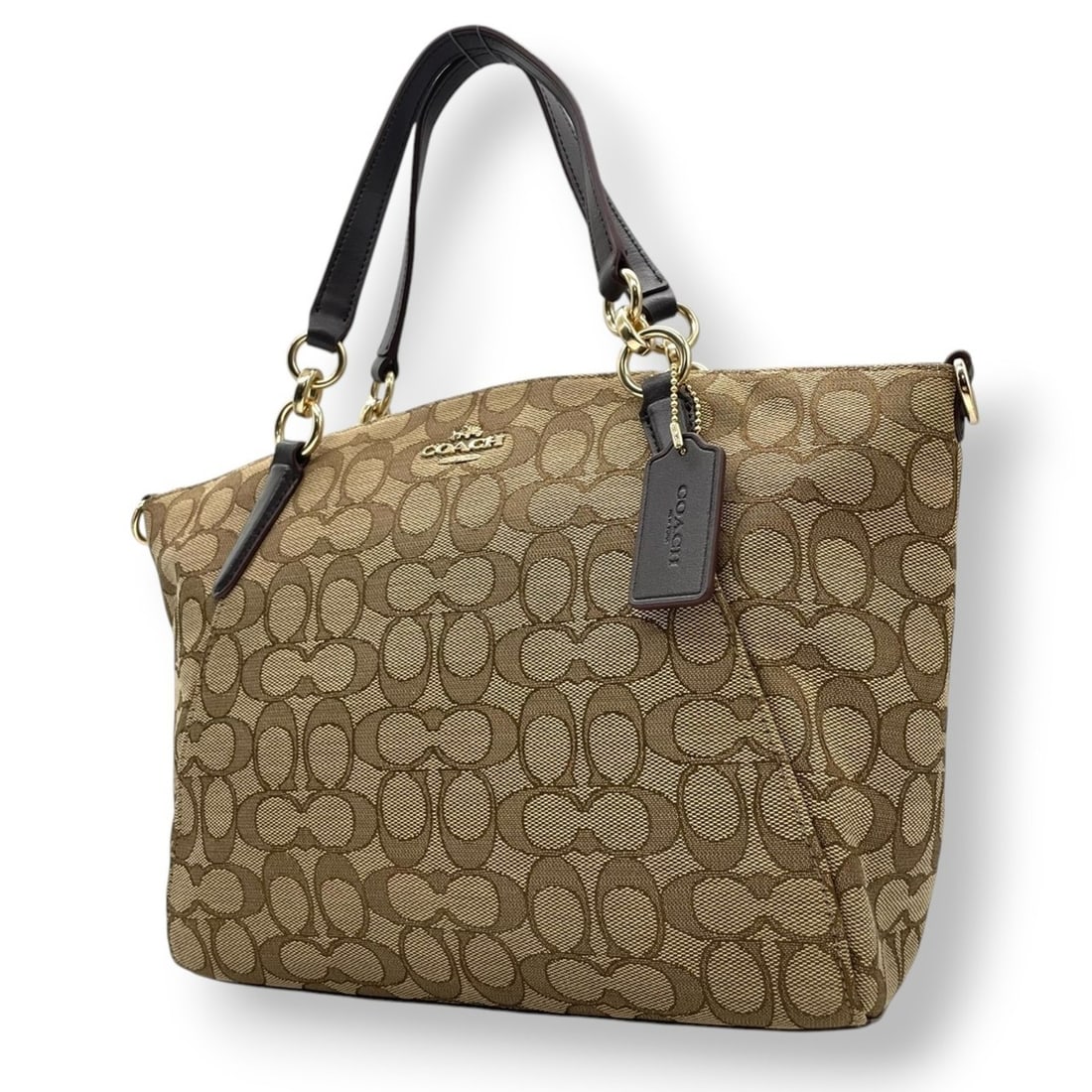 Coach Signature Handbag Tote Bag in Brown Canvas and Leather with Gold Hardware, Size 72, Women's (1 of 19)