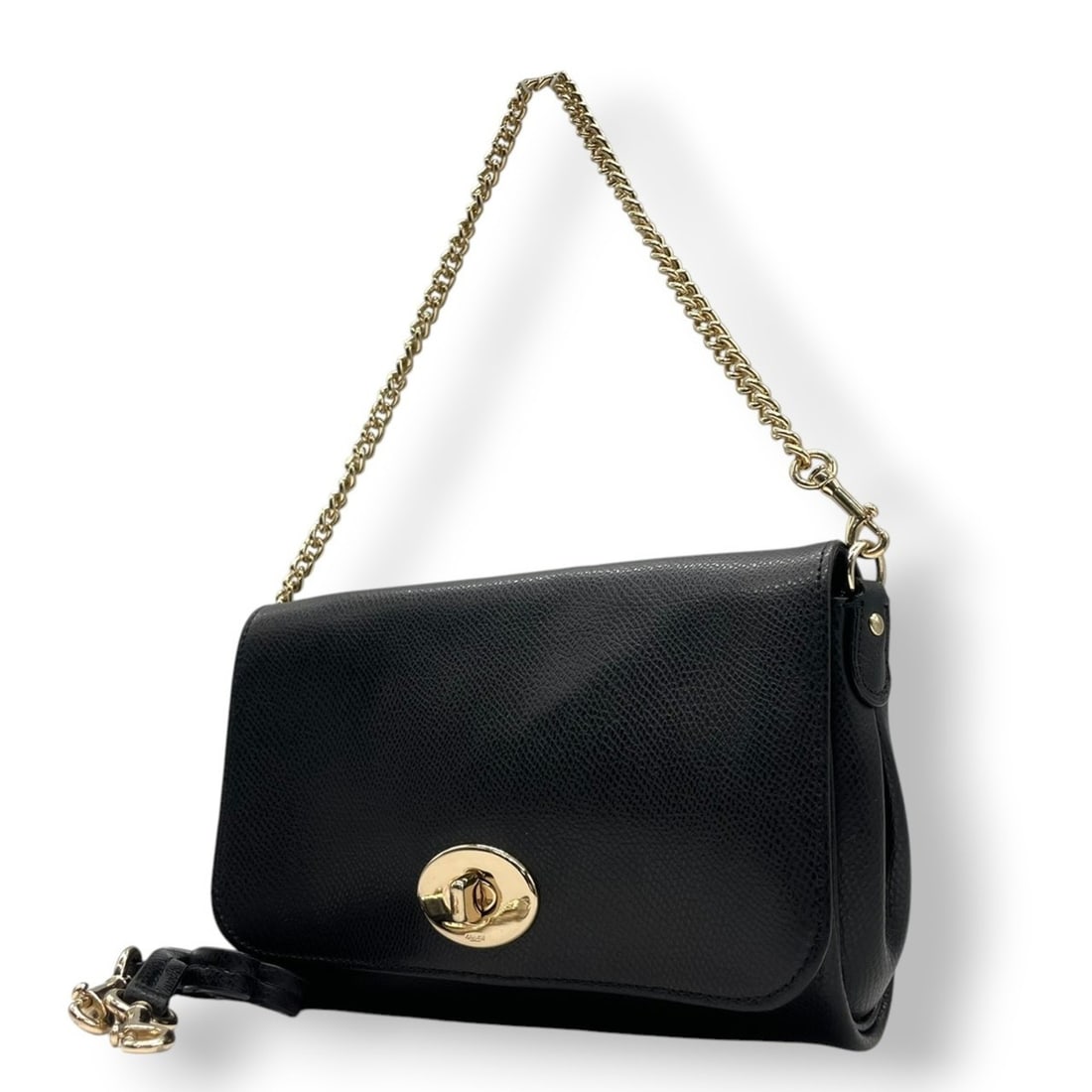 Coach shoulder bag, black leather with turnlock detail, F34604, size s72 (1 of 20)