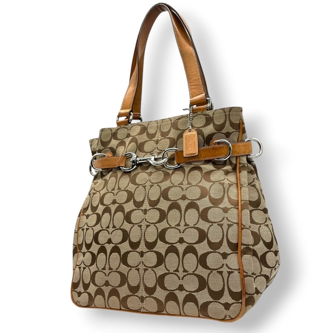 Coach Signature Tote Bag, Canvas and Leather, Brown Beige, Size 71 (1 of 20)
