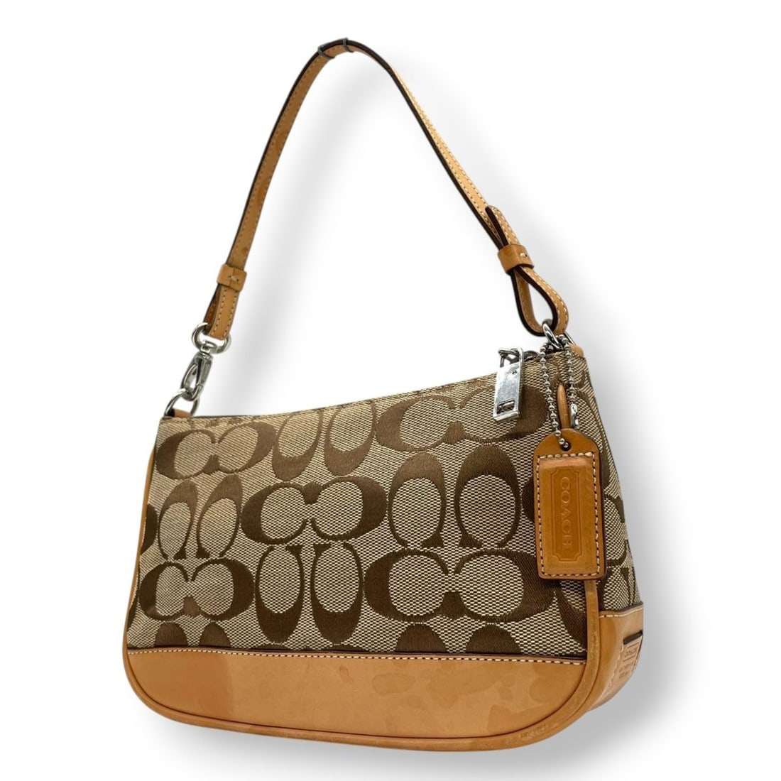 Coach Signature One-Shoulder Handbag in Brown and Beige Canvas with Gold Hardware, Women's, Size 71 (1 of 20)