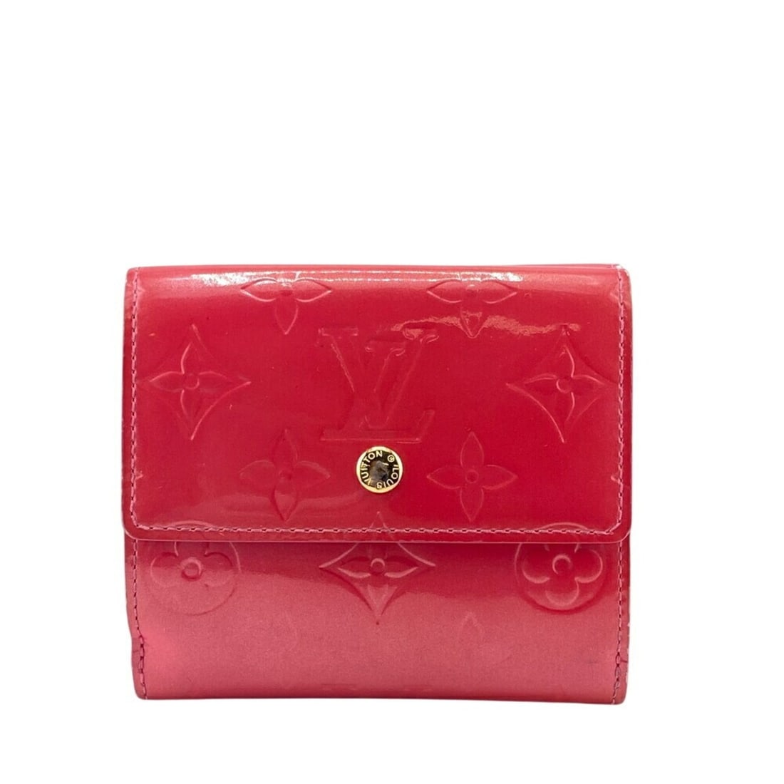 LOUIS VUITTON M91248 Porte Monnaie Bi-E Carte Credit W Monogram Vernis Tri-fold Wallet Pink Women's (1 of 13)