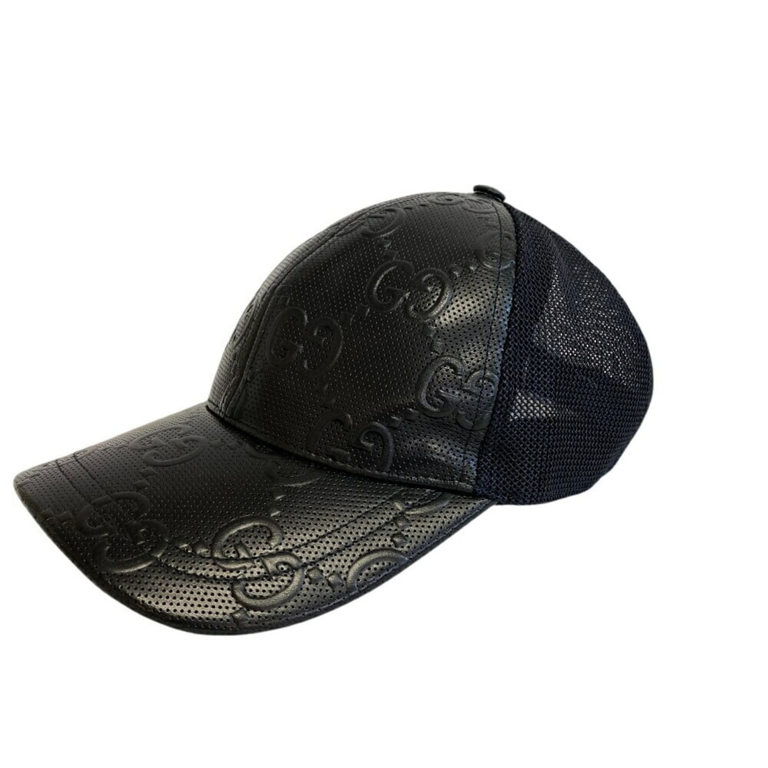 GUCCI 627156 Baseball Cap with GG Embossing, Black, Men's (1 of 12)
