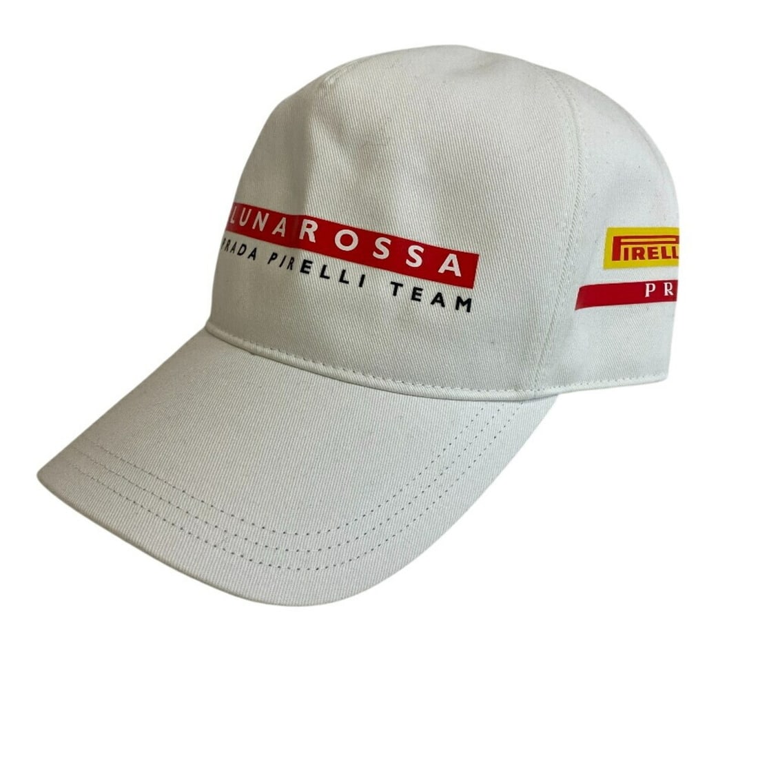 PRADA LRH018 Bianco Luna Rossa Pirelli Nero White Baseball Cap for Men (1 of 13)