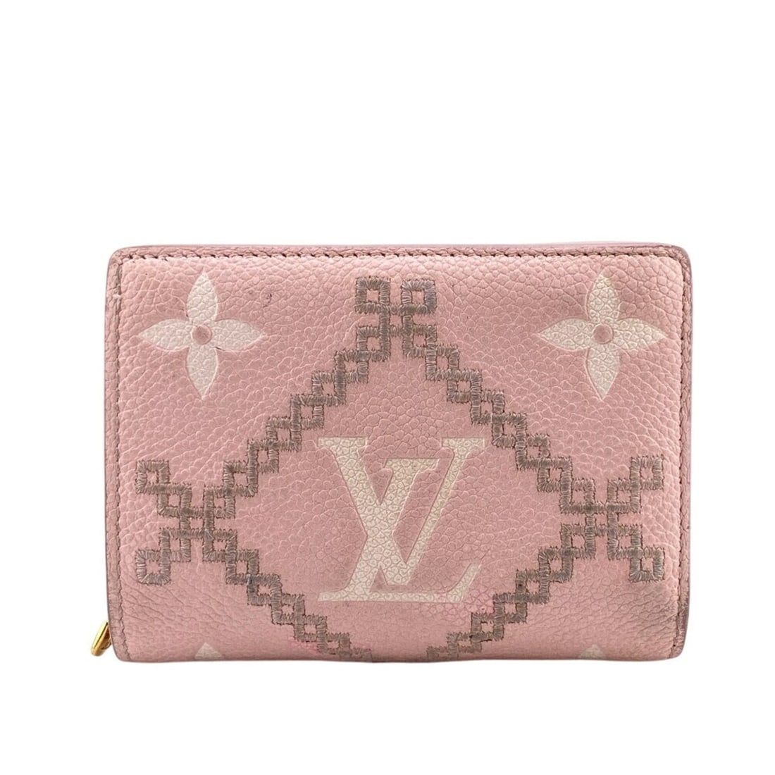 LOUIS VUITTON M81212 Portefeuille Q Compact Wallet Monogram Empreinte Broderie Bifold Pink Women's (1 of 13)