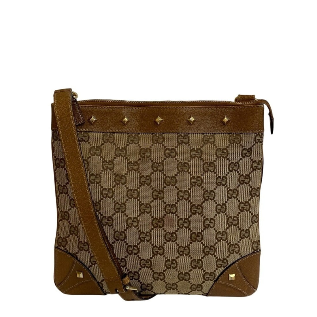 GUCCI 120893 Studded GG Canvas Shoulder Bag, Brown, Unisex: --- Catalog ---Category: SizeSize (HxWxD): 24.5cm x 25.5cm / 9.64'' x 10.03''Category: DesignType: Shoulder bagColor: BrownGender: Women,MenMaterial: GG canvas Category: GeneralMPN: 120893Brand: