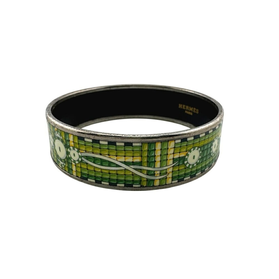 HERMES GM Enamel Cloisonne Bracelet/Bangle Bracelet Green Women's: --- Catalog ---Category: SizeWidth: 1.7cm / 0.66''Length: 21cm / 8.26''Total Length: 6.5cm / 2.55''Category: DesignType: Charm braceletColor: GreenGender: WomenCategory: GeneralBrand: Hermes--- Item