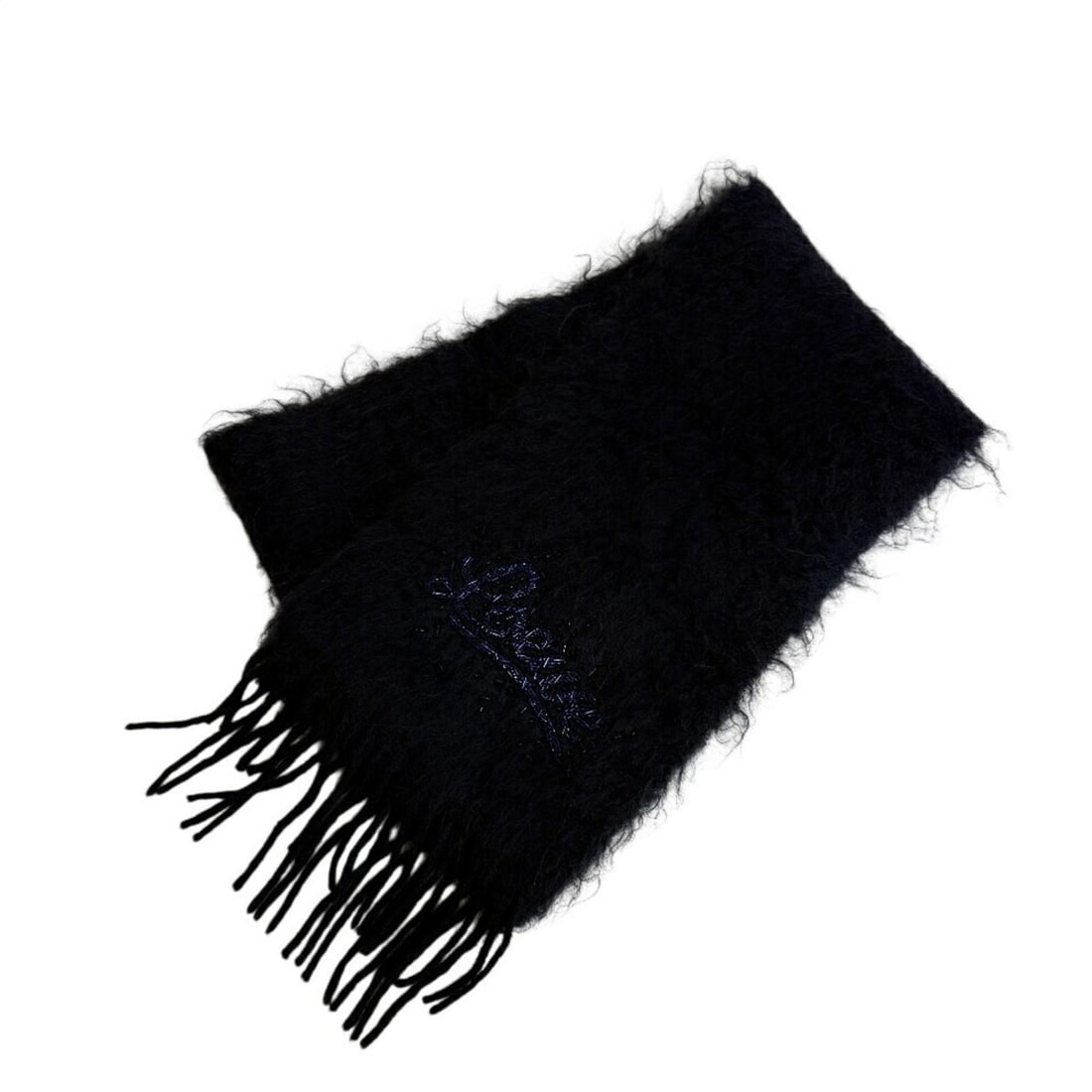 LOEWE Beaded Mohair Scarf, Black, Unisex: --- Catalog ---Category: SizeSize (LxW): 1.95m / 76.77''Category: DesignColor: BlackGender: Women,MenMaterial: Wool Category: GeneralBrand: Loewe--- Item List ---Section: ConditionRanking: Rank AB Use