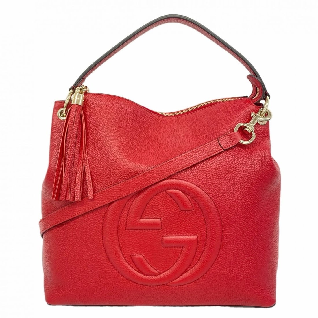 Gucci Soho Handbag 536194 Leather Red Champagne 2-Way Bag for Women P2268105 (1 of 11)