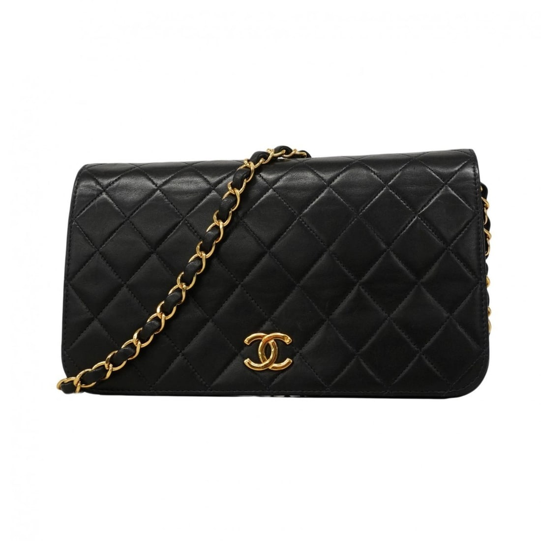 Chanel Matelasse Shoulder Bag with Chain Bag, Lambskin, Black, Women's: --- Catalog ---Category: SizeSize (HxWxD): 14cm x 23.5cm x 6.5cm / 5.51'' x 9.25'' x 2.55''Category: DesignType: Shoulder bagColor: BlackGender: WomenMaterial: Leather Hardware Color: GoldLeather/Fur