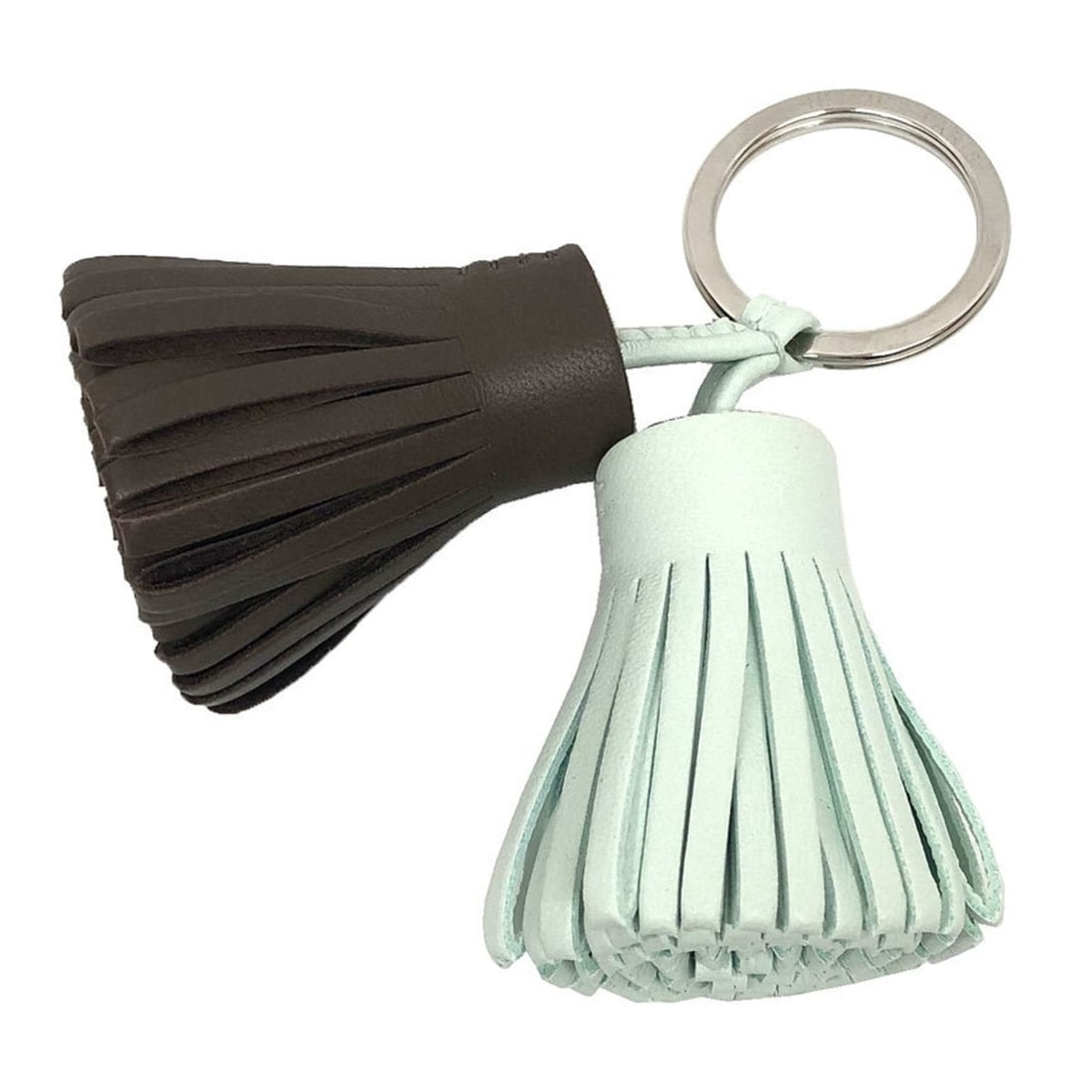 Hermes Hermès Carmen Unodos Keychain Key Ring Charm Leather Vert Peppermint x Chocolate Wallet (1 of 13)
