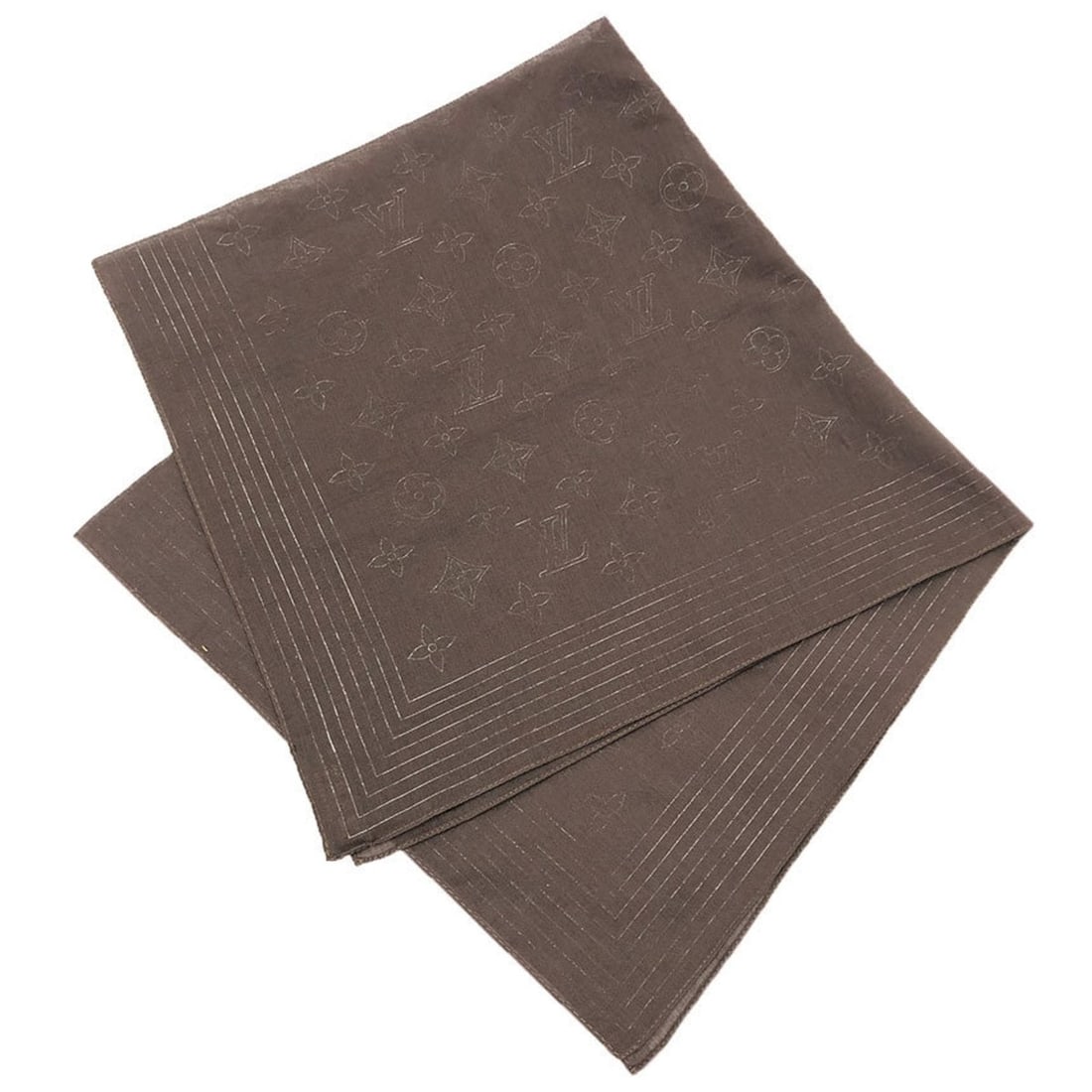LOUIS VUITTON Monogram Cotton Carré Bandana Scarf Brown (1 of 18)