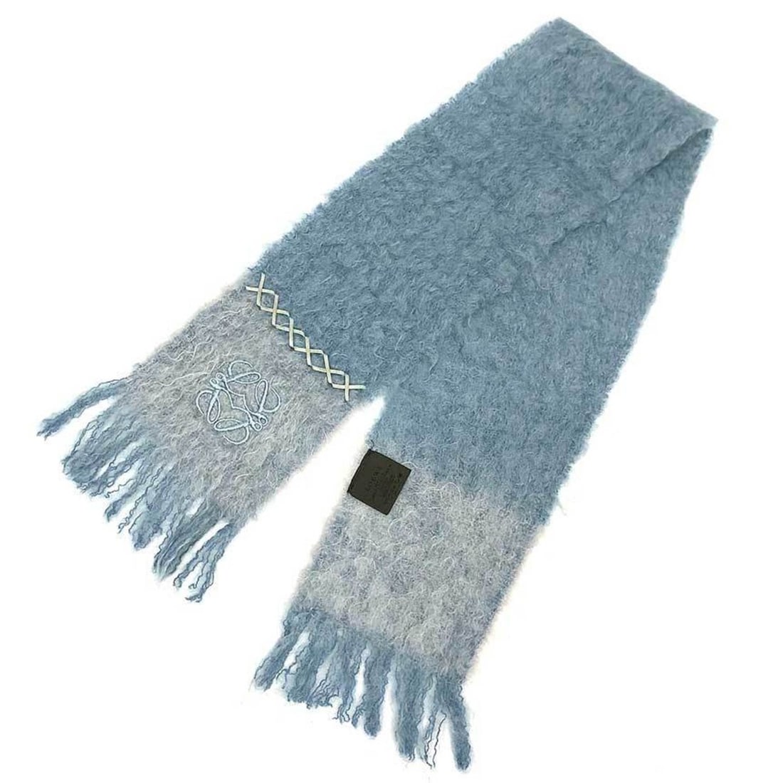 LOEWE Mohair Wool Scarf, Light Blue (1 of 16)