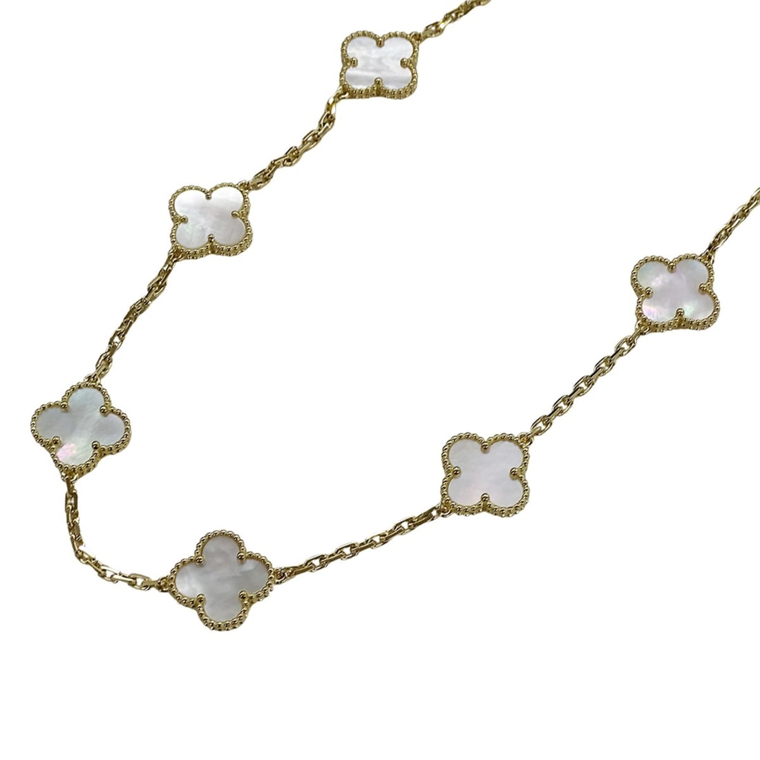 Van Cleef & Arpels Vintage Alhambra 10-Motif Necklace, Women's, 750YG Mother-of-Pearl Yellow Gold, (1 of 18)