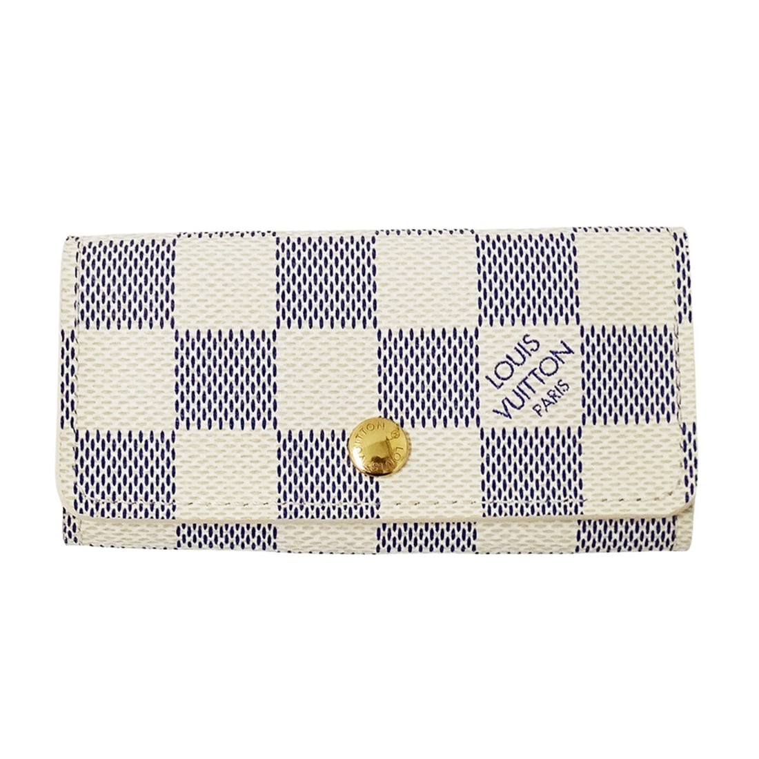 Louis Vuitton Damier Azur Key Case, Women's, Brand: Multicle, 4-Key White: --- Catalog ---Category: DesignType: KeycaseColor: Damier AzurGender: WomenCategory: GeneralBrand: Louis VuittonCountry of Origin: FranceCategory: Physical PropertiesSize (HxWxD): 5.5cm x 10.5cm x 1.5