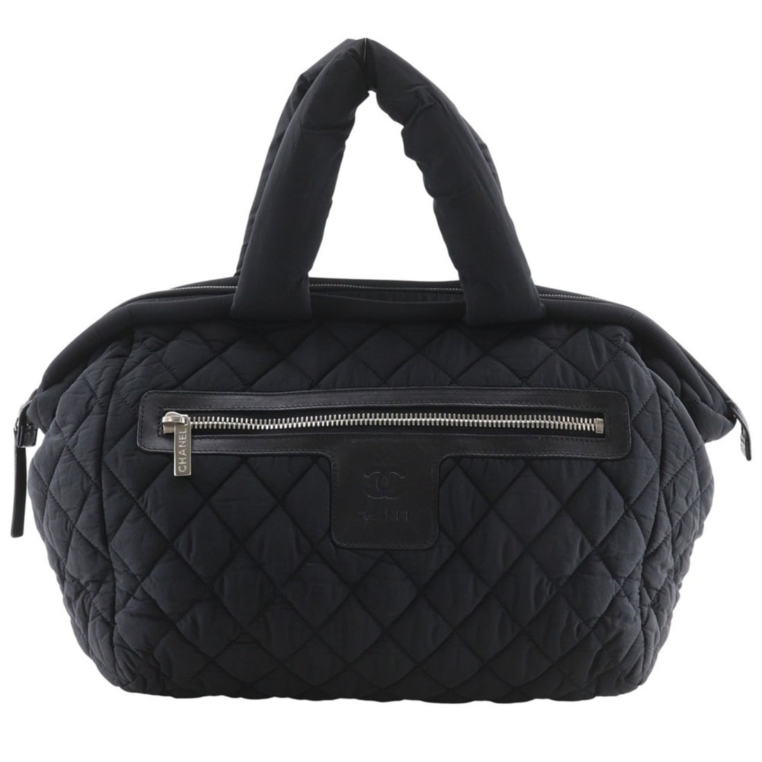 CHANEL Cococoon Quilted Boston Bag, A47205, Black Nylon, A4 Size, Women's (1 of 20)