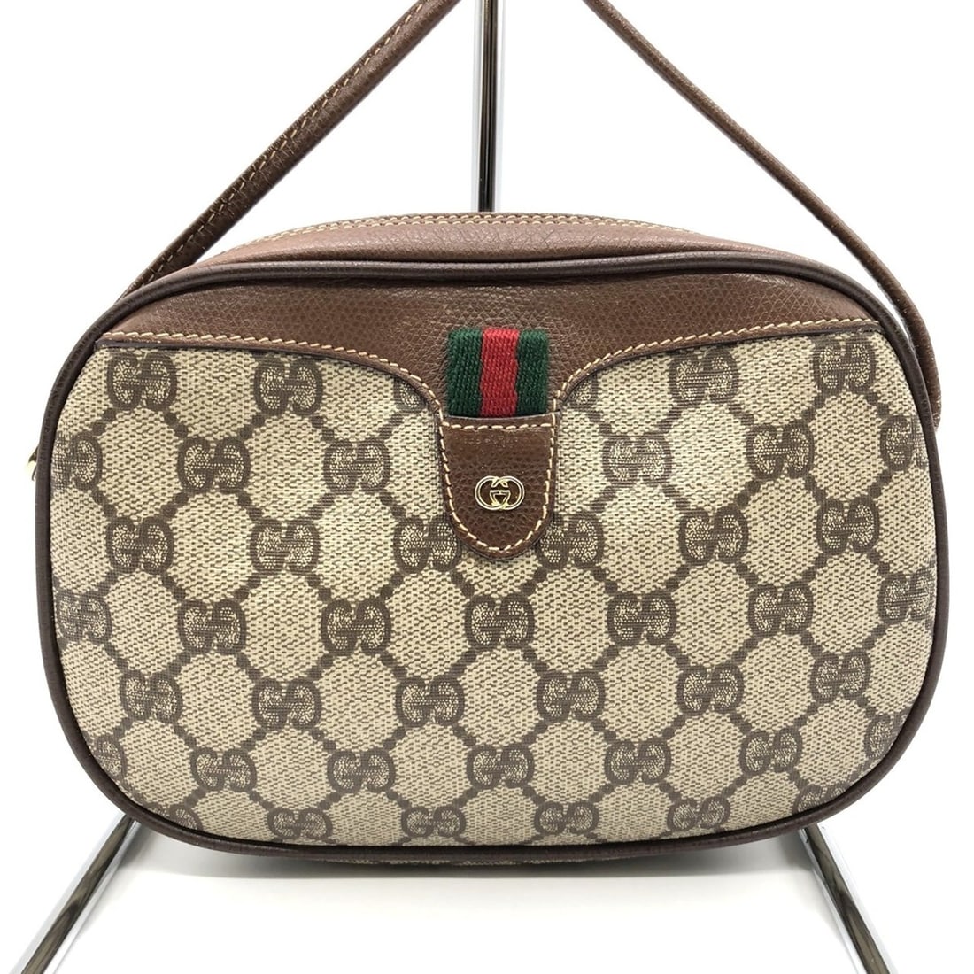 GUCCI Old Gucci 007 754 6112 Shoulder Bag Sherry Line GG Supreme Canvas Leather Women's: --- Catalog ---Category: SizeSize (HxWxD): 15cm x 20cm x 5cm / 5.9'' x 7.87'' x 1.96''Strap Length: 132cm / 51.96''Category: DesignType: Shoulder bagColor: BrownGender: WomenClosure: ZipperMaterial: G