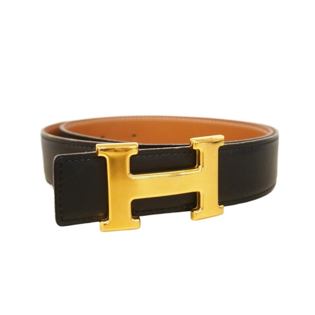 Hermes Hermès Constance Belt, Couchvel Box Calf Leather, Gold and Black, ?Y Stamped, Men's (1 of 11)