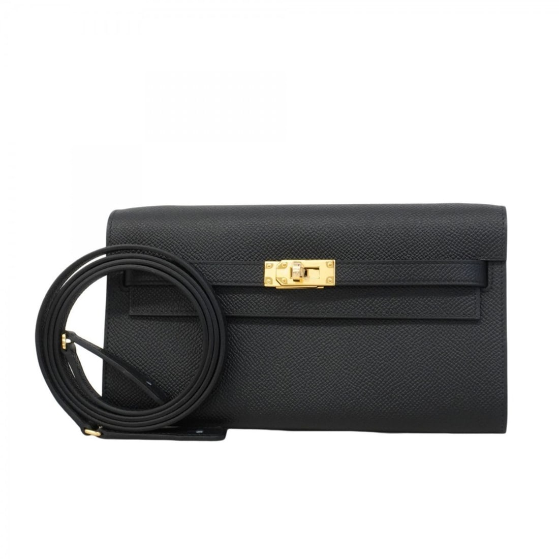 Hermes Hermès Kelly Wallet, True Towelette, Epsom Leather, Black, K Stamp, Women's (1 of 10)