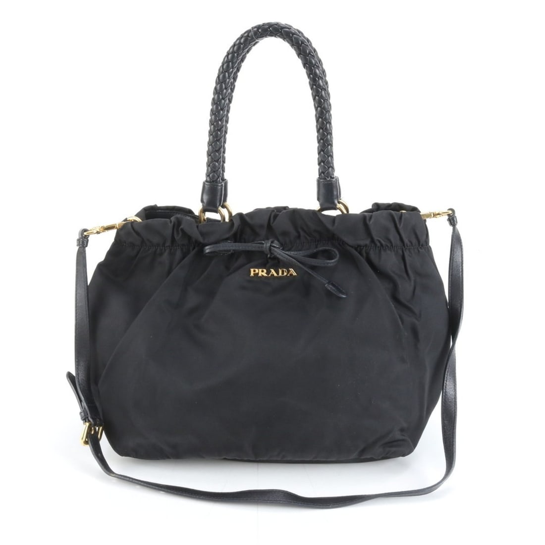 Prada Tessuto Nylon and Leather 2-Way Shoulder Bag/Handbag in Black for Women (1 of 9)