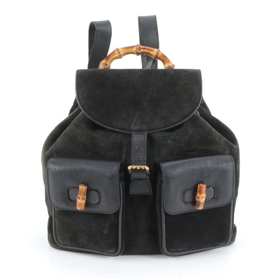 Gucci Bamboo 003 2058 Leather Backpack, Black, Women's (1 of 10)