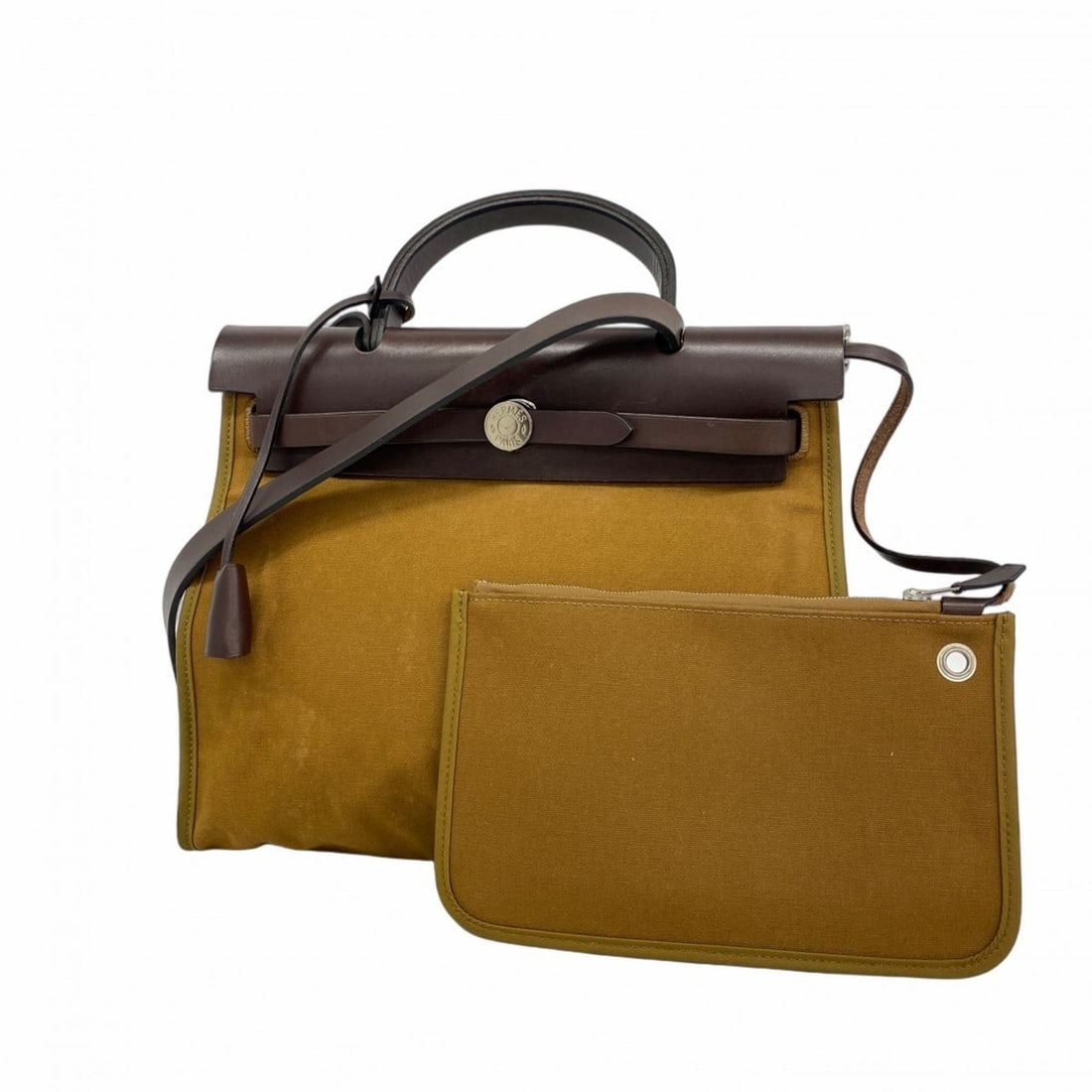 Hermes Hermès Airbag Zip PM Handbag, Toile Ash Brown, 2-Way Bag, Women's, Stamped with "M": --- Catalog ---Category: SizeSize (HxWxD): 26cm x 31cm x 10cm / 10.23'' x 12.2'' x 3.93''Category: DesignType: HandbagColor: BrownGender: WomenMaterial: Toile H Hardware Color: SilverCategory: General