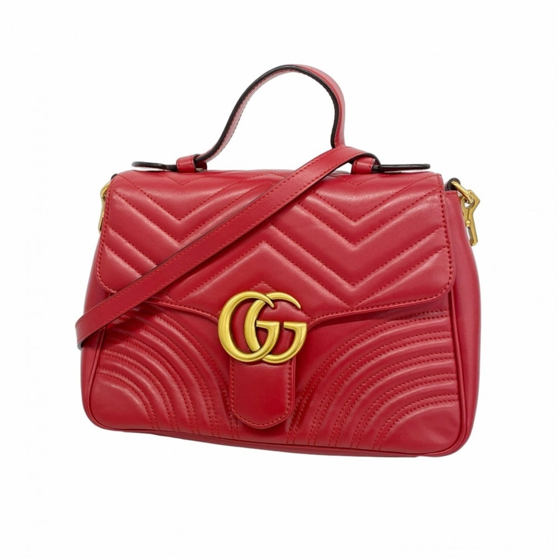 Gucci GG Marmont Handbag 498110 Leather Red 2-Way Bag for Women (1 of 20)