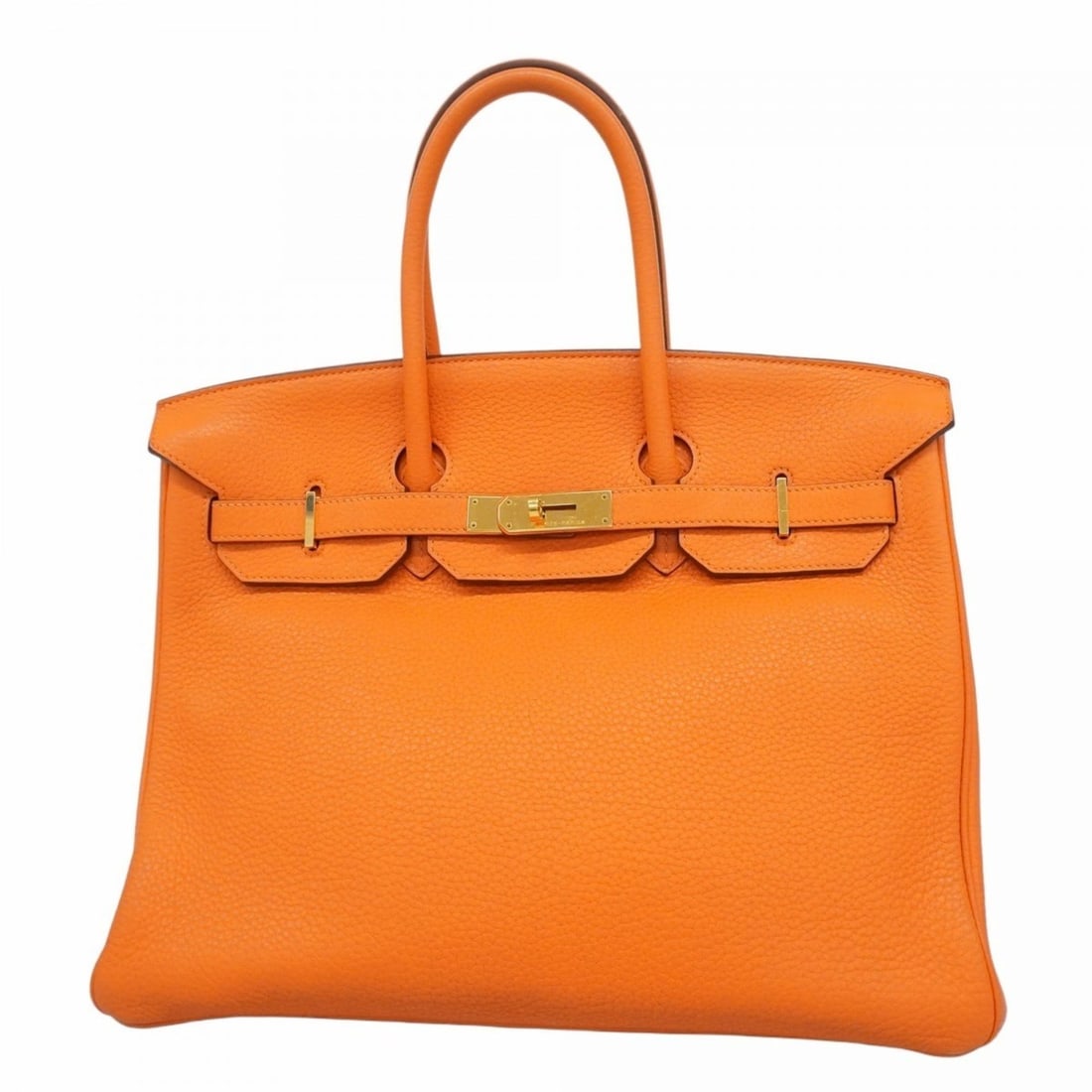 Hermes Hermès Birkin 35 Handbag in Taurillon Clemence Leather, Orange, with N Stamp, Women's: --- Catalog ---Category: SizeSize (HxWxD): 29cm x 35cm x 18cm / 11.41'' x 13.77'' x 7.08''Category: DesignType: HandbagColor: OrangeGender: WomenMaterial: Taurillon clemence leather Hardware Color: Go