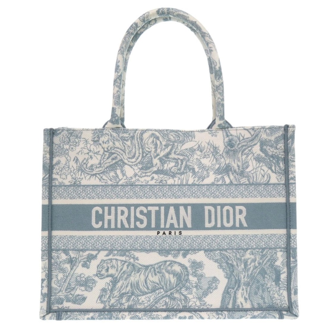 Christian Dior Unused Dior Book Tote Bag, Medium, Toile de Jouy Embroidery, 50MA0225, Cotton, Light: --- Catalog ---Category: SizeSize (HxWxD): 27cm x 36.5cm x 16cm / 10.62'' x 14.37'' x 6.29''Handle Length: 43cm / 16.92''Category: DesignType: Tote bagColor: Light blue, WhiteGender: WomenMaterial: Co