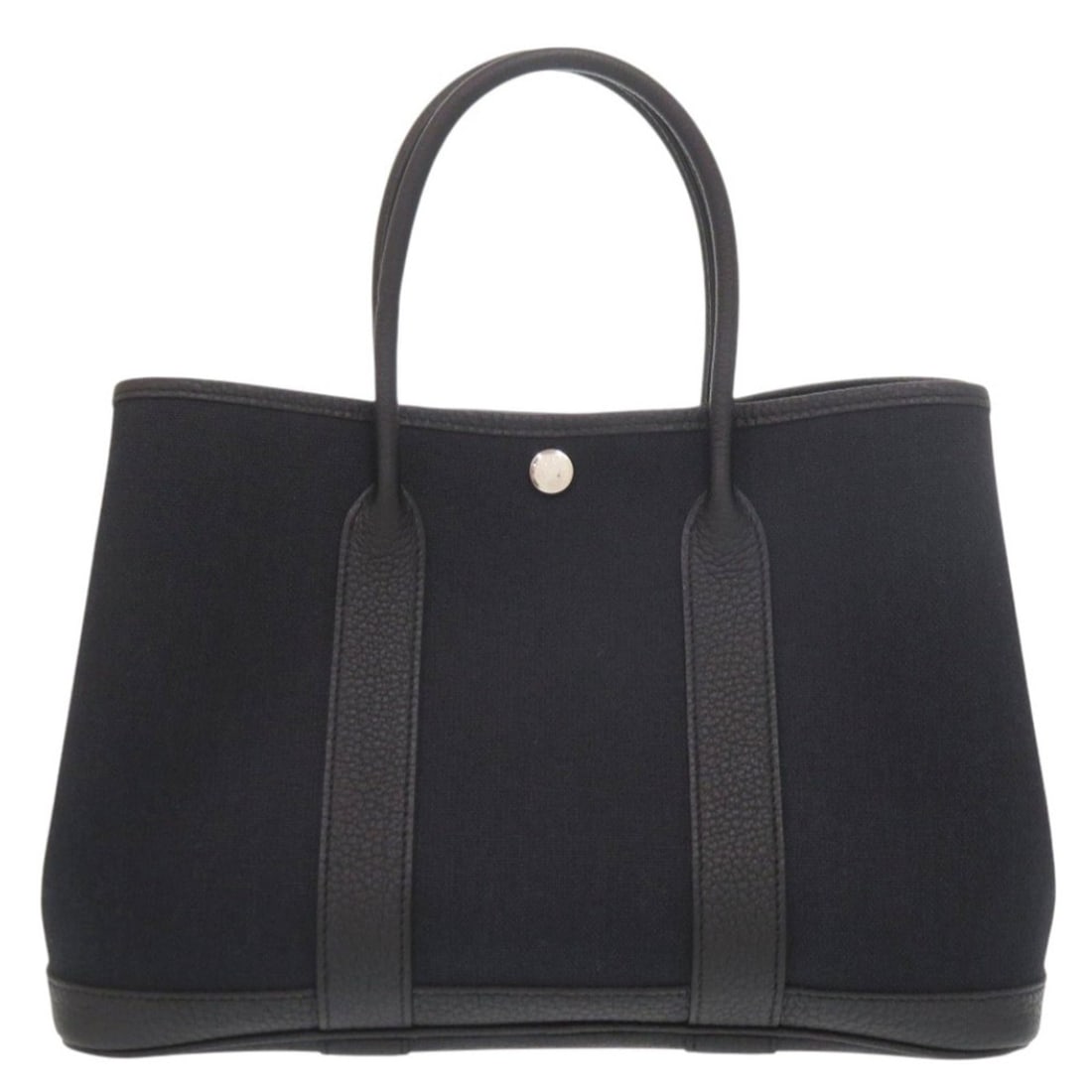 Like new Hermès Garden Party TPM Toile Militaire Negonda black handbag with silver hardware and D (1 of 10)