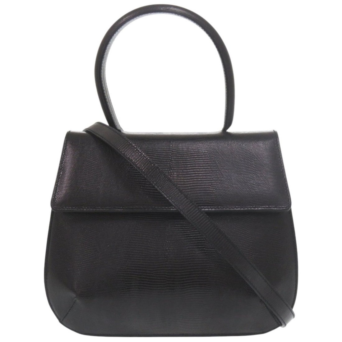 Salvatore Ferragamo 2-Way Handbag AQ-216191 Embossed Leather Black 0814Salvatore (1 of 10)