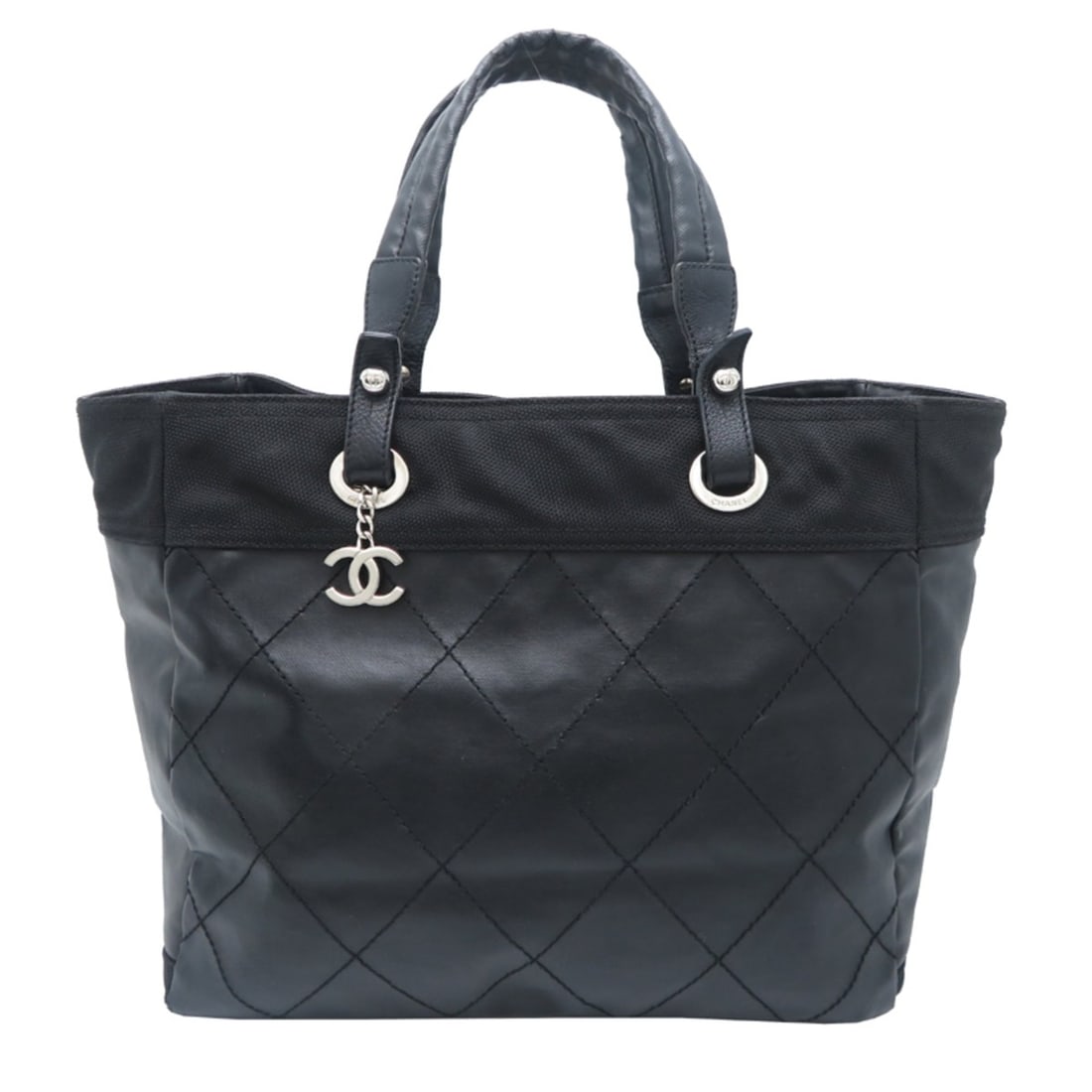 Chanel Paris Piaritz MM Women's Tote Bag A34209, Coated Canvas, Black: --- Catalog ---Category: SizeSize (HxWxD): 30cm x 45cm x 15cm / 11.81'' x 17.71'' x 5.9''Handle Length: 40cm / 15.74''Category: DesignType: Tote bagColor: BlackGender: WomenClosure: ZipperMaterial: Co