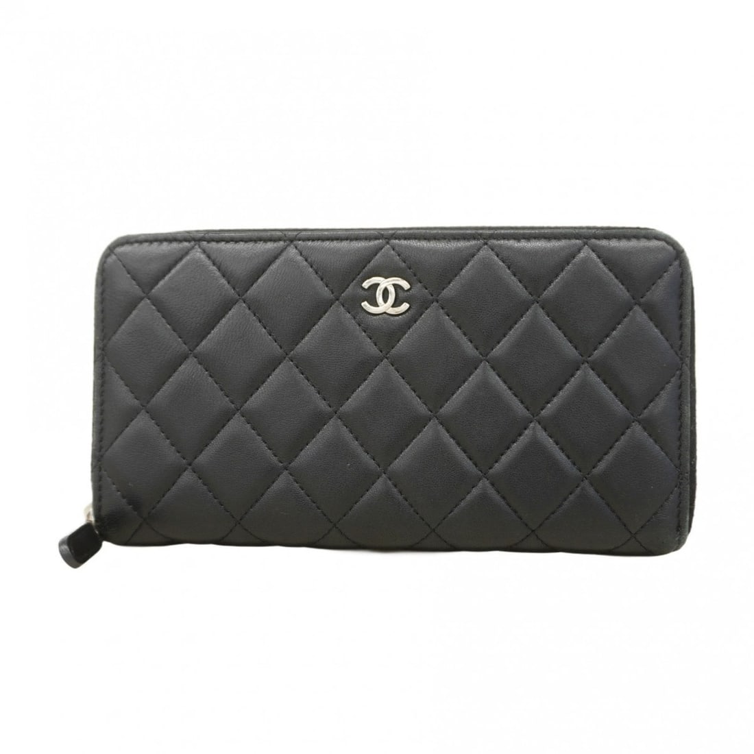 Chanel Matelasse Long Wallet, Lambskin, Black, Women's (1 of 12)