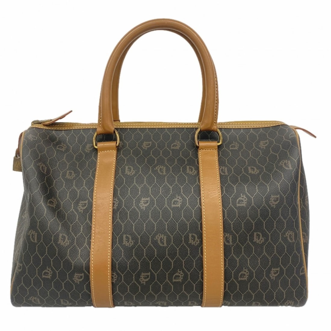 Christian Dior Women's Honeycomb Boston Bag in Brown: --- Catalog ---Category: SizeSize (HxWxD): 23cm x 38cm x 19.5cm / 9.05'' x 14.96'' x 7.67''Category: DesignType: Boston bagColor: BrownGender: WomenMaterial: PVC Hardware Color: GoldCategory: GeneralB